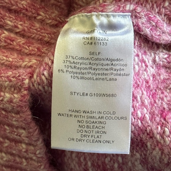 GREYLIN Claris Cozy Lurex Knot Sweater in Magneta Pink  Wool Blend in Sz Large - Picture 9 of 9